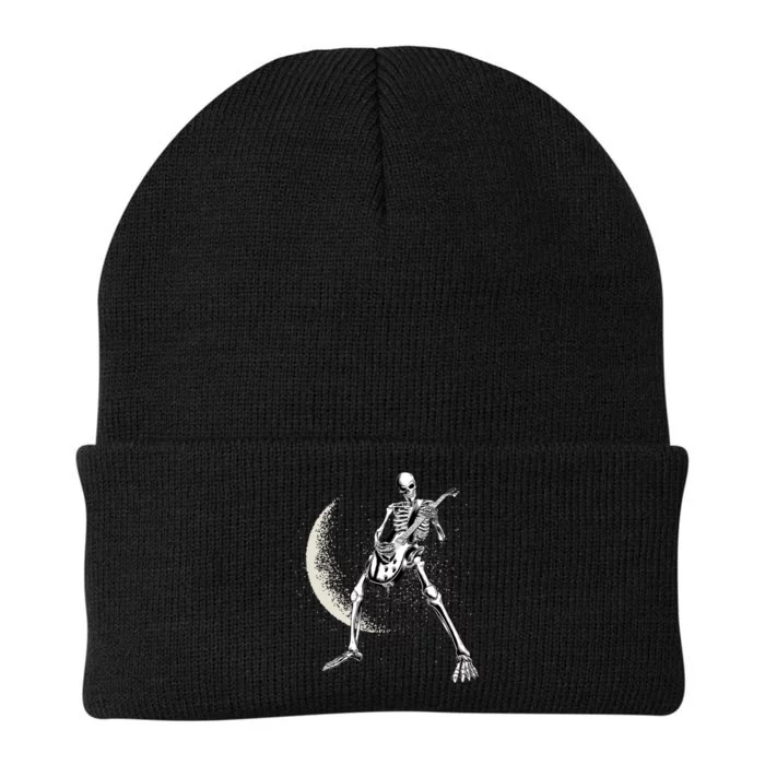 Rock And Roll Skeleton Moon Guitar Knit Cap Winter Beanie