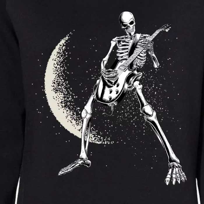 Rock And Roll Skeleton Moon Guitar Womens California Wash Sweatshirt