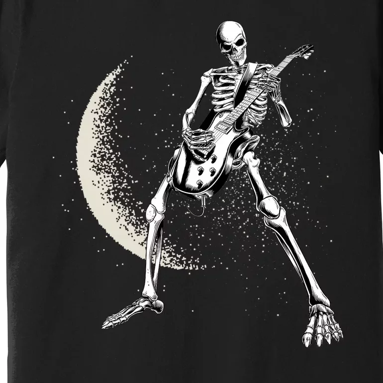 Rock And Roll Skeleton Moon Guitar Premium T-Shirt