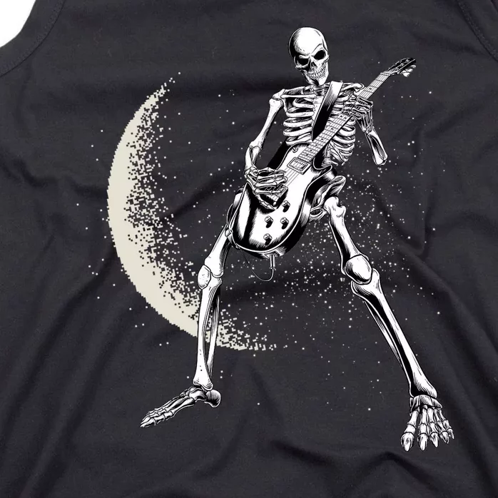 Rock And Roll Skeleton Moon Guitar Tank Top