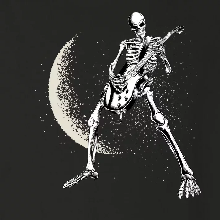 Rock And Roll Skeleton Moon Guitar Toddler Long Sleeve Shirt