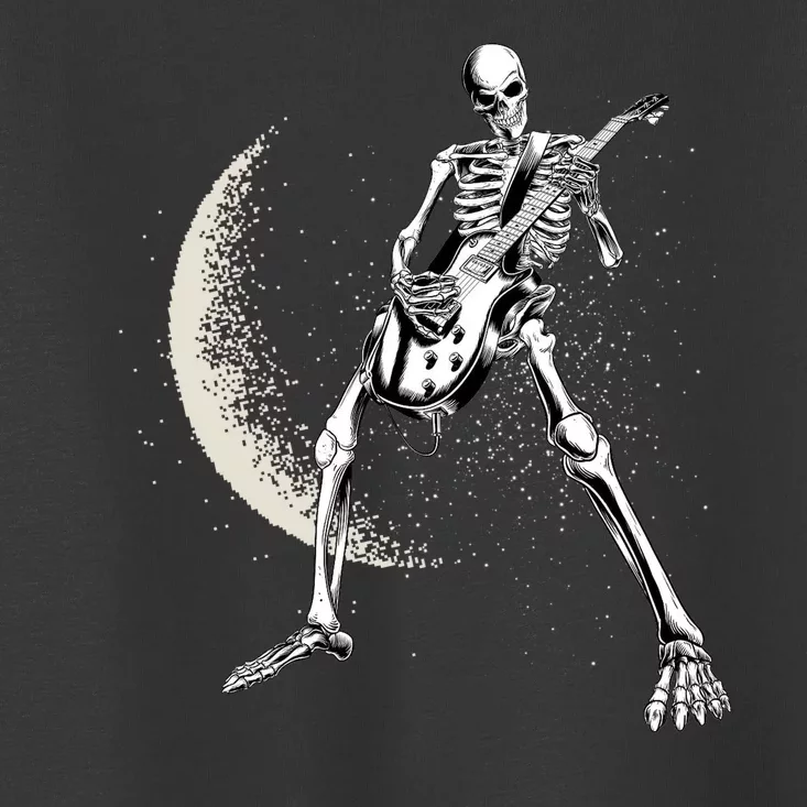 Rock And Roll Skeleton Moon Guitar Toddler T-Shirt