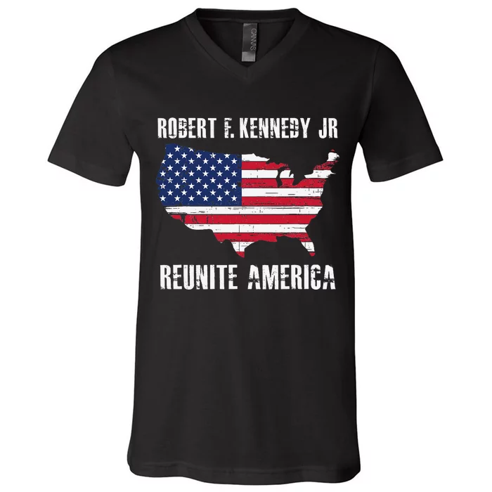 Reunite America RFK Kennedy Democrat President 2024 V-Neck T-Shirt