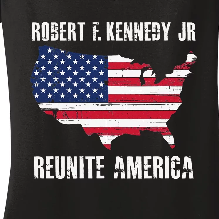 Reunite America RFK Kennedy Democrat President 2024 Women's V-Neck T-Shirt