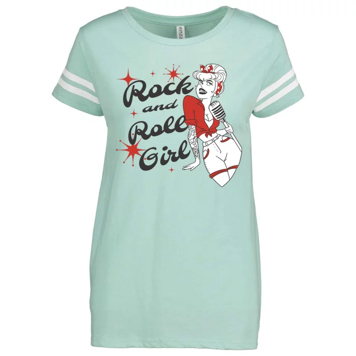 Rock And Roll Girl Vintage Enza Ladies Jersey Football T-Shirt