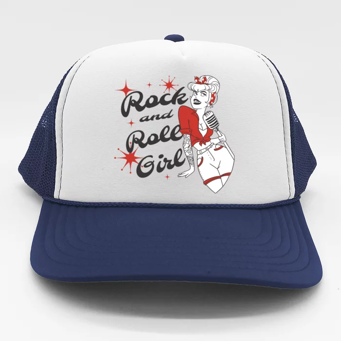 Rock And Roll Girl Vintage Trucker Hat