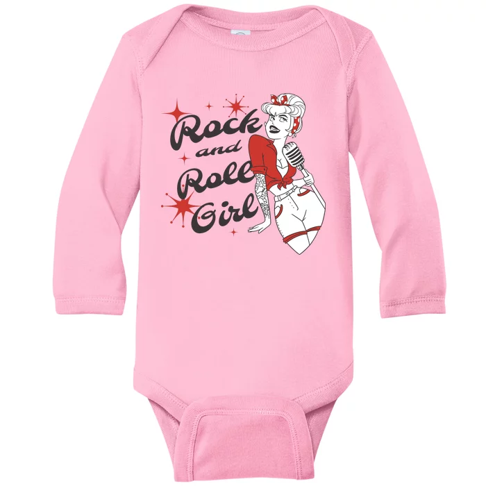 Rock And Roll Girl Vintage Baby Long Sleeve Bodysuit