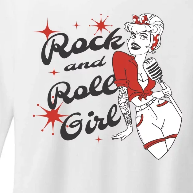 Rock And Roll Girl Vintage Womens CVC Long Sleeve Shirt