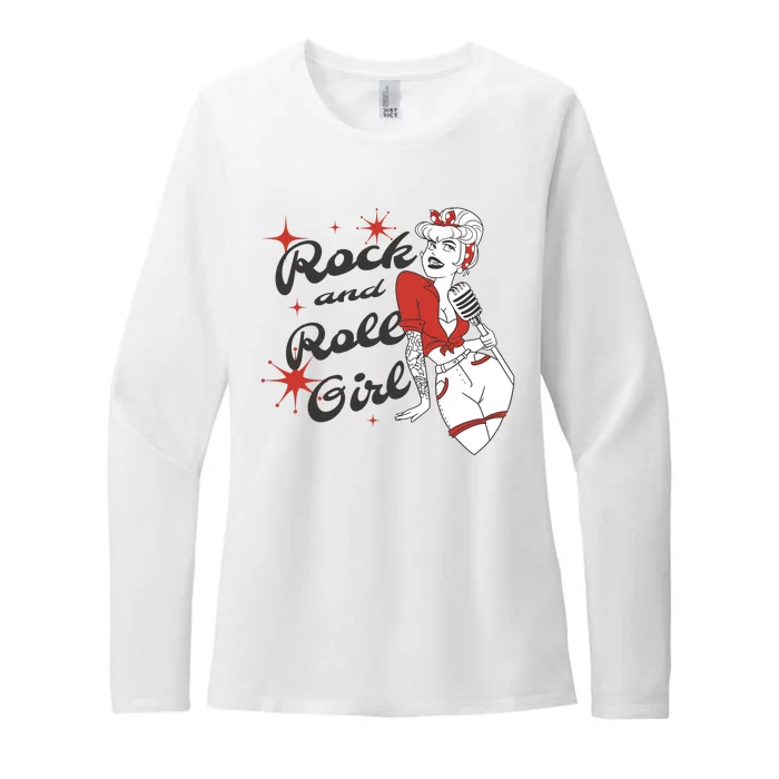 Rock And Roll Girl Vintage Womens CVC Long Sleeve Shirt