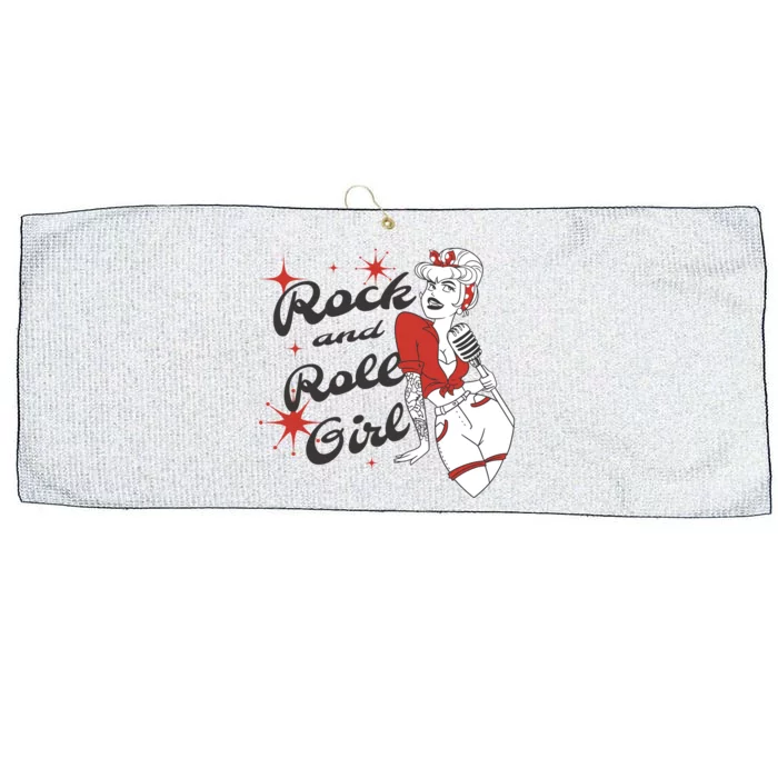 Rock And Roll Girl Vintage Large Microfiber Waffle Golf Towel