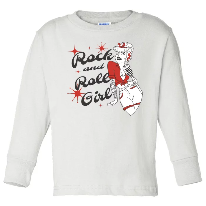 Rock And Roll Girl Vintage Toddler Long Sleeve Shirt