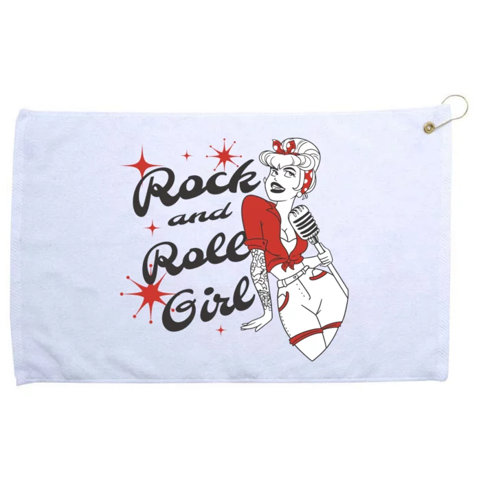 Rock And Roll Girl Vintage Grommeted Golf Towel