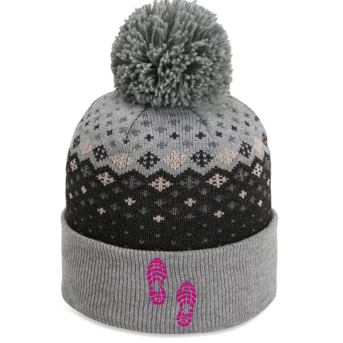 Rise And Run Pink Print The Baniff Cuffed Pom Beanie