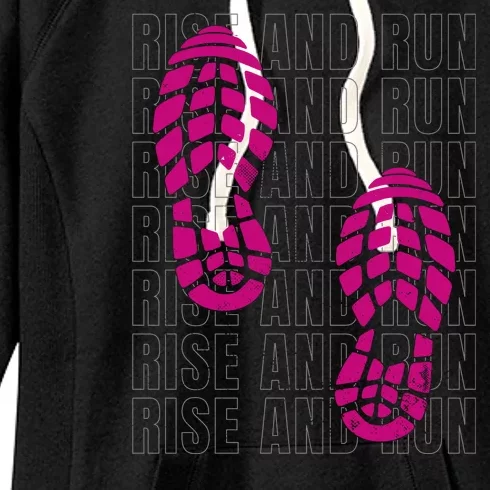 Rise And Run Pink Print Women's Fleece Hoodie