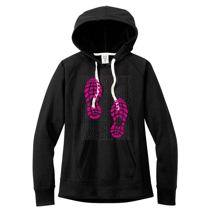 Rise And Run Pink Print Women's Fleece Hoodie