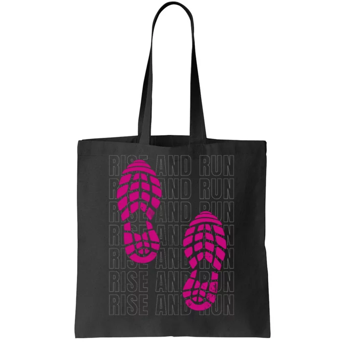 Rise And Run Pink Print Tote Bag