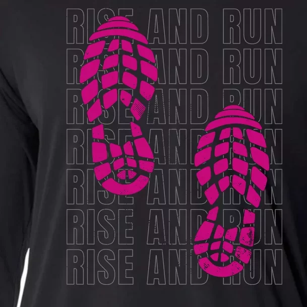 Rise And Run Pink Print Cooling Performance Long Sleeve Crew