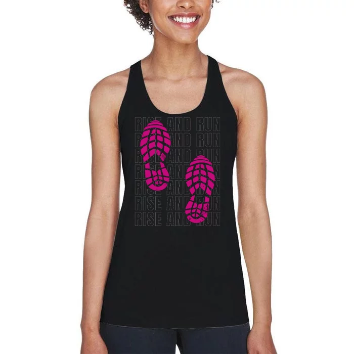 Rise And Run Pink Print Women's Racerback Tank