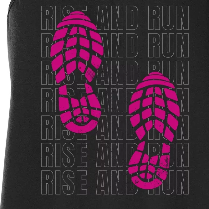 Rise And Run Pink Print Women's Racerback Tank