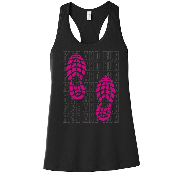 Rise And Run Pink Print Women's Racerback Tank