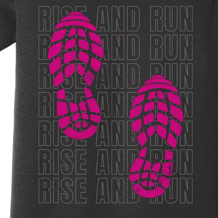 Rise And Run Pink Print Baby Bodysuit