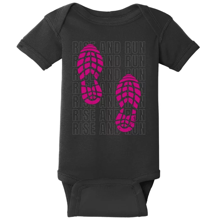 Rise And Run Pink Print Baby Bodysuit