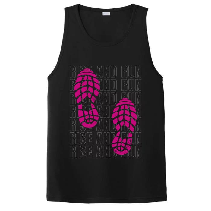 Rise And Run Pink Print Performance Tank