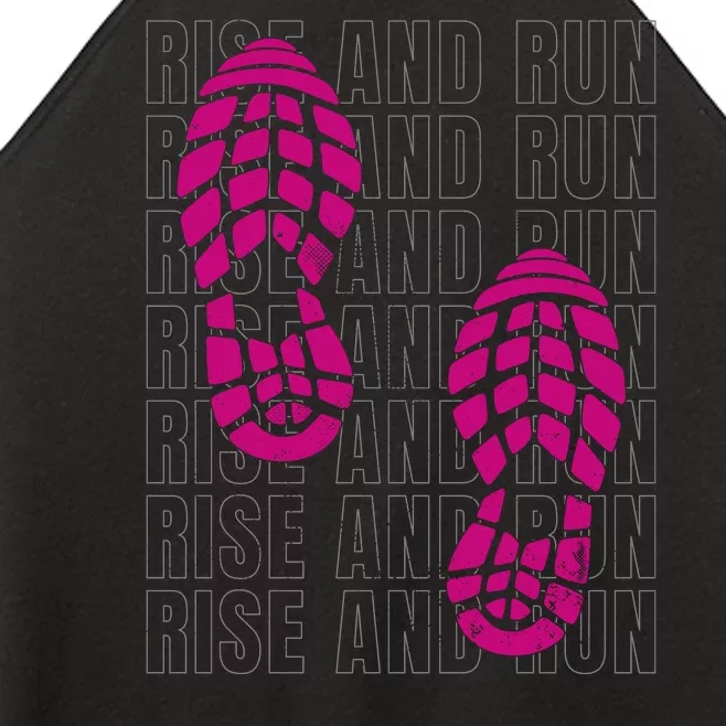 Rise And Run Pink Print Women’s Perfect Tri Rocker Tank