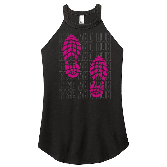 Rise And Run Pink Print Women’s Perfect Tri Rocker Tank