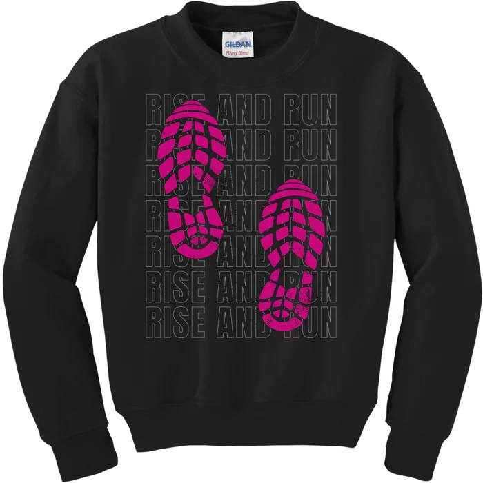 Rise And Run Pink Print Kids Sweatshirt