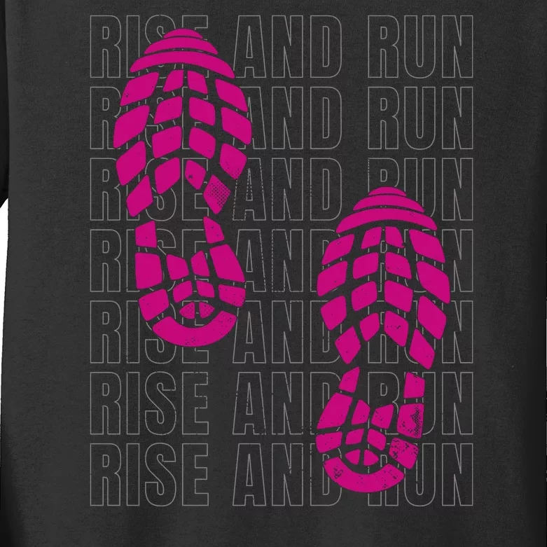 Rise And Run Pink Print Kids Long Sleeve Shirt