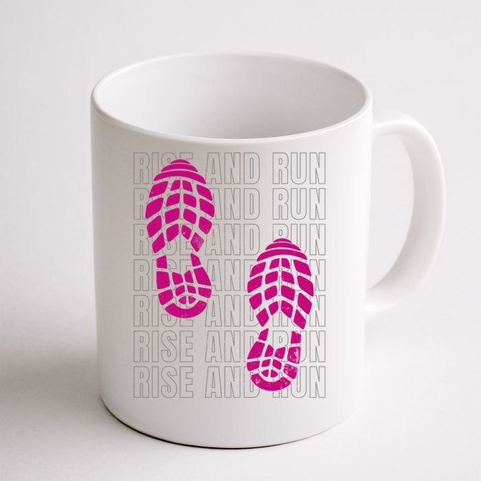 Rise And Run Pink Print Front & Back Coffee Mug