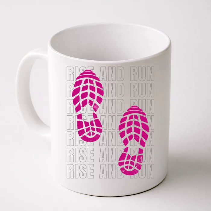 Rise And Run Pink Print Front & Back Coffee Mug