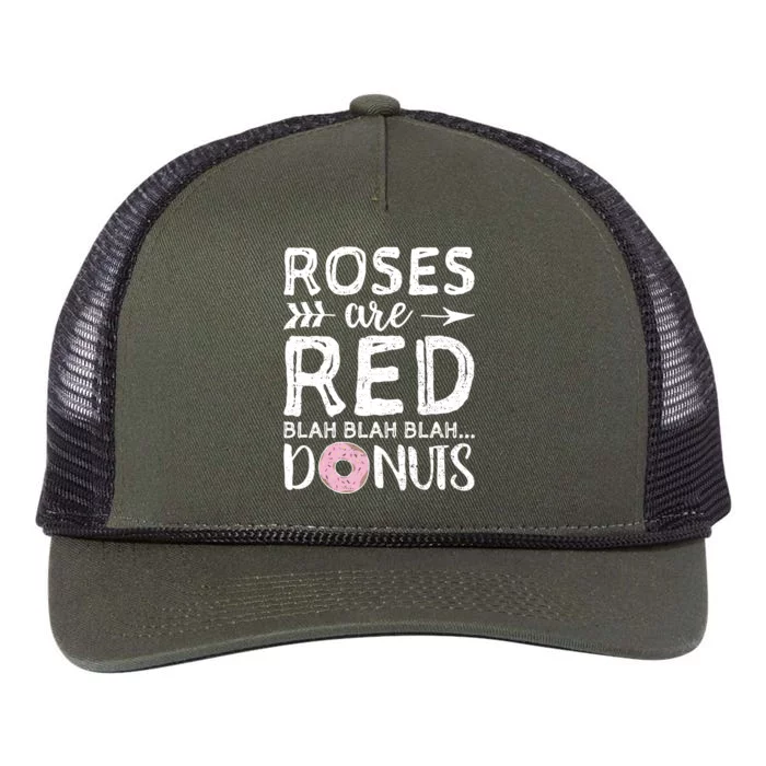 Roses Are Red Blah Blah Blah Donuts Gift Valentine's Day Meaningful Gift Retro Rope Trucker Hat Cap