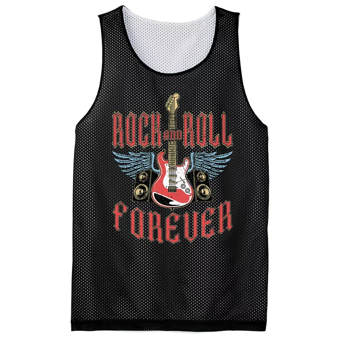 Rock And Roll Guitar Vintage Rock Music Mesh Reversible Basketball Jersey Tank