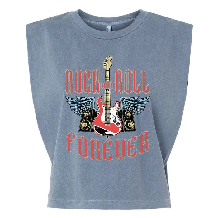 Rock And Roll Guitar Vintage Rock Music Garment-Dyed Women's Muscle Tee