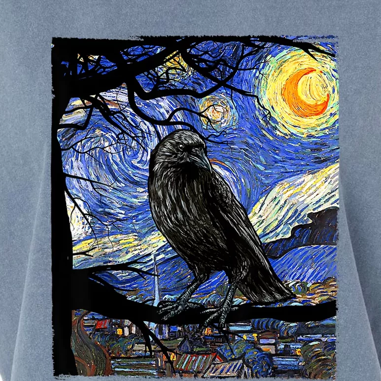 Raven Art Raven Lover Van Gogh Starry Night Crow Lover Garment-Dyed Women's Muscle Tee