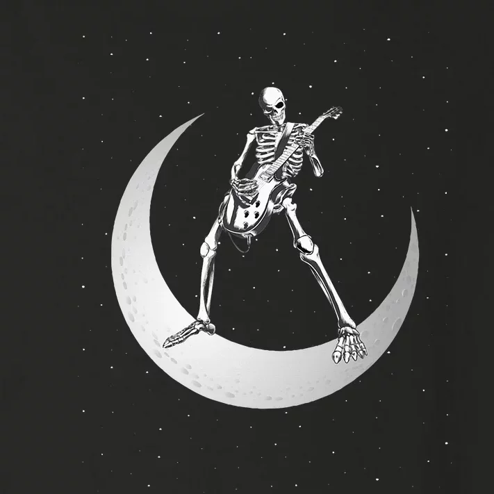 Rock And Roll Skeleton Playing Guitar Rock On Moon Halloween Toddler Long Sleeve Shirt