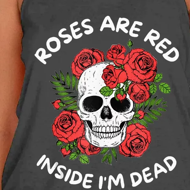 Roses Are Red Inside Im Dead Skeleton Valentine Day Women Women's Knotted Racerback Tank