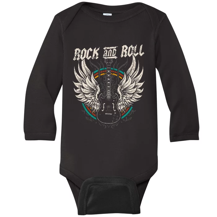 Rock And Roll Guitar Vintage Rock Music Baby Long Sleeve Bodysuit