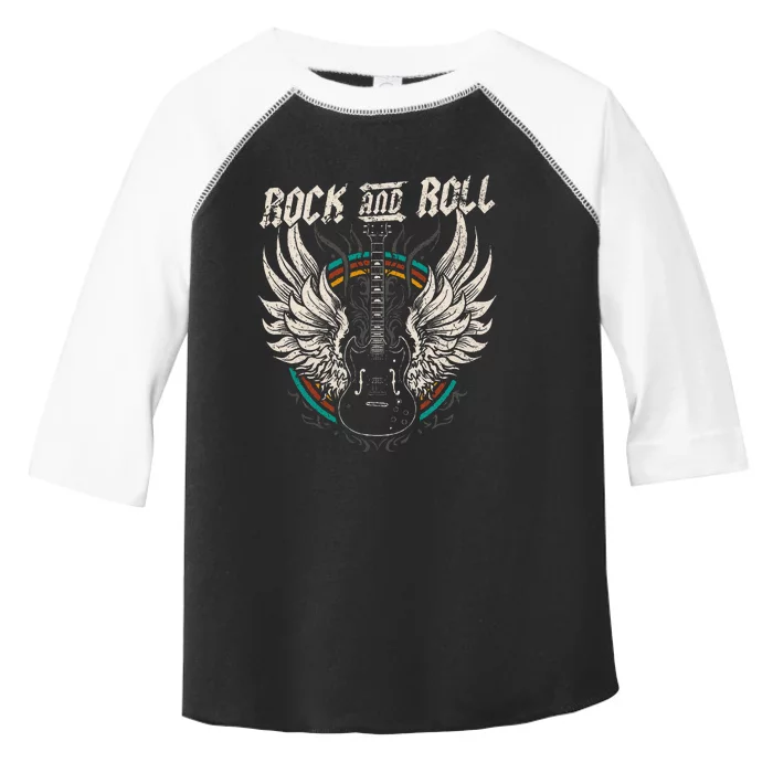 Rock And Roll Guitar Vintage Rock Music Toddler Fine Jersey T-Shirt