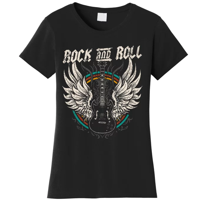 Rock And Roll Guitar Vintage Rock Music Women's T-Shirt