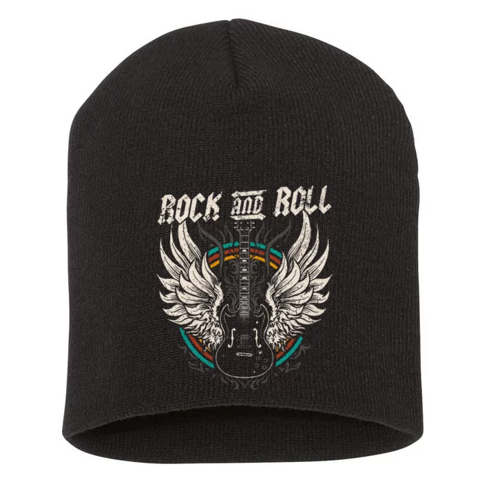 Rock And Roll Guitar Vintage Rock Music Short Acrylic Beanie