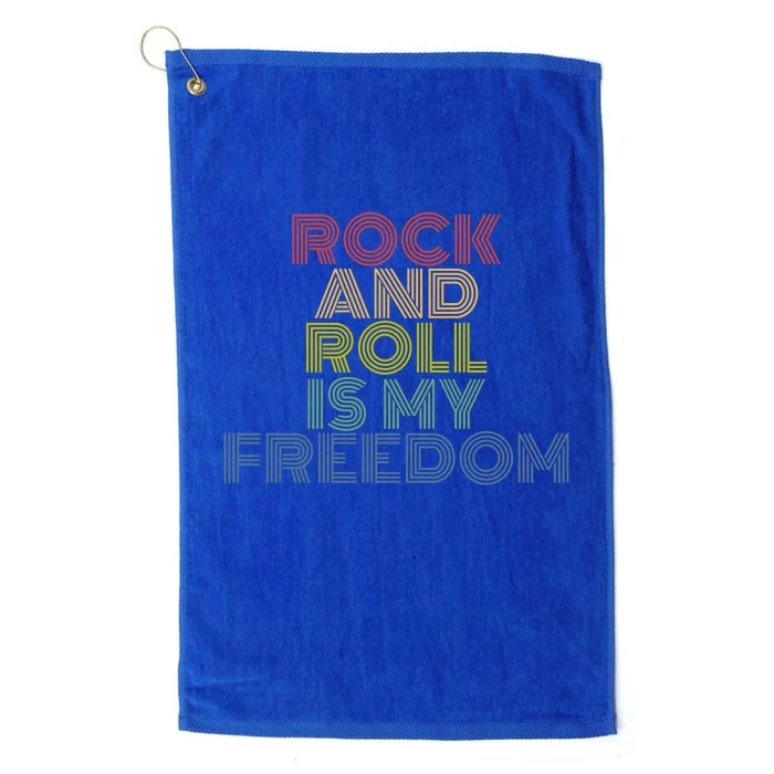 Rock And Roll Is My Freedom Retro 70s Vintage Gift Platinum Collection Golf Towel