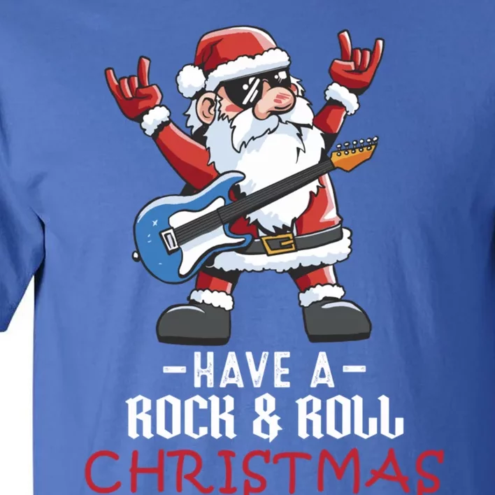 Rock And Roll Guitar Santa Christmas Rock Music Lover Gift Tall T-Shirt