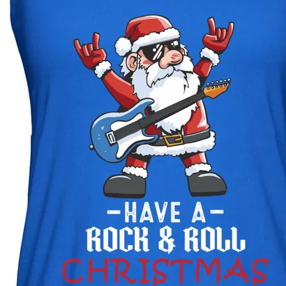 Rock And Roll Guitar Santa Christmas Rock Music Lover Gift Ladies Essential Flowy Tank