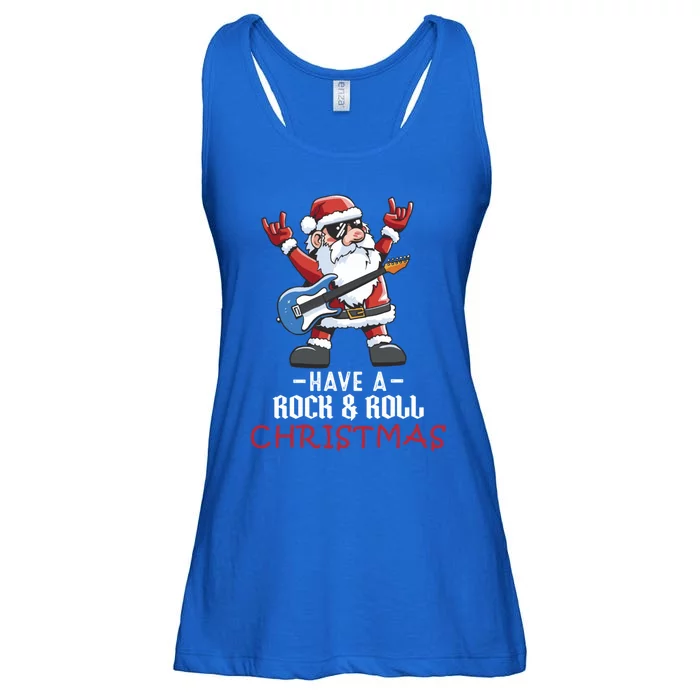 Rock And Roll Guitar Santa Christmas Rock Music Lover Gift Ladies Essential Flowy Tank