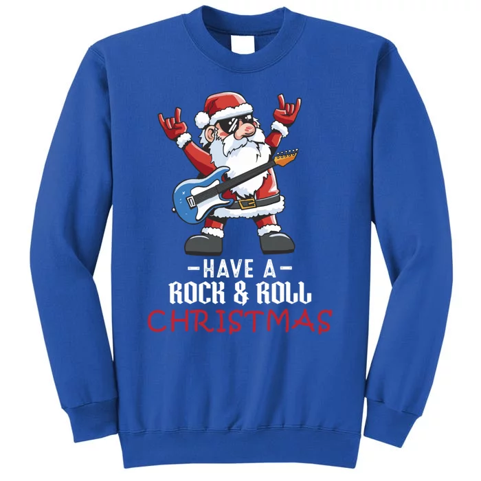 Rock And Roll Guitar Santa Christmas Rock Music Lover Gift Tall Sweatshirt