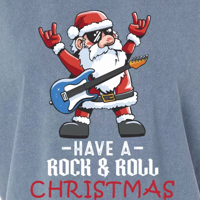 Rock And Roll Guitar Santa Christmas Rock Music Lover Gift Garment-Dyed Women's Muscle Tee