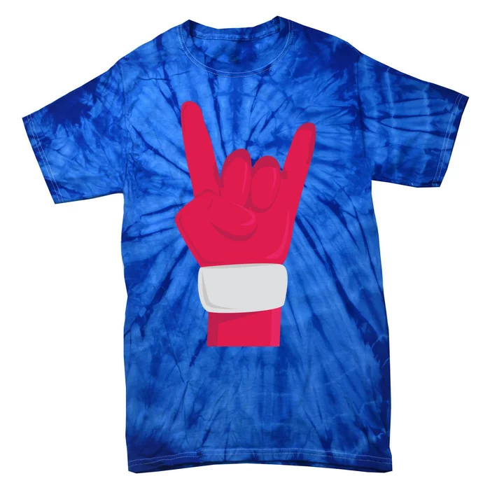 Rock And Roll Hand Santa Christmas Xmas Music Fans Musician Gift Tie-Dye T-Shirt